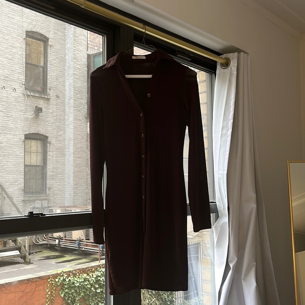 PepperMayo brown long sleeve mini dress